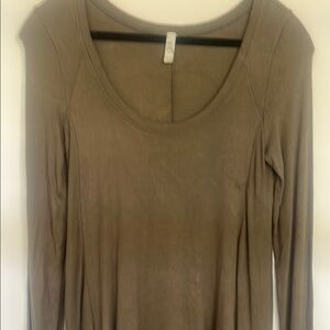 Free People Fitted Brown Long Sleeve Blouse